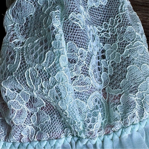 Victoria's Secret Lace & Mesh Mint Green Chemise Babydoll with Sheer Ruffle Trim - Picture 8 of 12